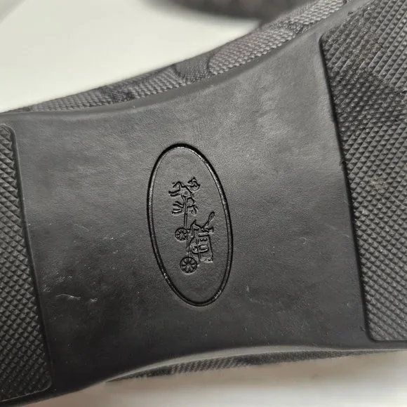 Coach Olive Black Gray Signature Logo Print Canvas Leather Loafer Shoes 10 40 - Picture 6 of 15